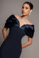 Satin Plunge Neck Bardot Scuba Maxi Dress DR5040