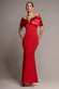 Satin Plunge Neck Bardot Scuba Maxi Dress DR5040