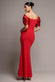 Satin Plunge Neck Bardot Scuba Maxi Dress DR5040