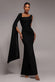 One Shoulder Cape Sleeve Maxi Dress DR5041