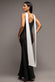 CONTRAST CREPE HALTERNECK MAXI DRESS WITH SASH DR5044