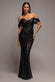 FRONT GATHERED SEQUIN WING MAXI DRESS DR5054