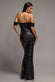 FRONT GATHERED SEQUIN WING MAXI DRESS DR5054