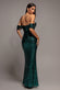 FRONT GATHERED SEQUIN WING MAXI DRESS DR5054