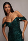 FRONT GATHERED SEQUIN WING MAXI DRESS DR5054