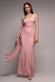 ONE SHOULDER CAPE SLEEVE PLEATED LACE MAXI DRESS BY GODDIVA DR5065