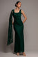 ONE SHOULDER CAPE SLEEVE PLEATED LACE MAXI DRESS BY GODDIVA DR5065