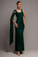 ONE SHOULDER CAPE SLEEVE PLEATED LACE MAXI DRESS BY GODDIVA DR5065