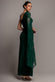 ONE SHOULDER CAPE SLEEVE PLEATED LACE MAXI DRESS BY GODDIVA DR5065