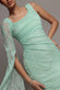 ONE SHOULDER CAPE SLEEVE PLEATED LACE MAXI DRESS BY GODDIVA DR5065
