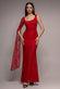 ONE SHOULDER CAPE SLEEVE PLEATED LACE MAXI DRESS BY GODDIVA DR5065