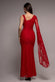 ONE SHOULDER CAPE SLEEVE PLEATED LACE MAXI DRESS BY GODDIVA DR5065