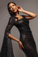 ONE SIDE CAPE SLEEVE SEQUIN MAXI DRESS DR5068
