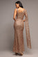 ONE SIDE CAPE SLEEVE SEQUIN MAXI DRESS DR5068