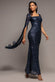 ONE SIDE CAPE SLEEVE SEQUIN MAXI DRESS DR5068