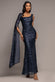 ONE SIDE CAPE SLEEVE SEQUIN MAXI DRESS DR5068