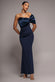 Off The Shoulder Satin Bow Neck Maxi Dress DR5073