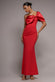 Off The Shoulder Satin Bow Neck Maxi Dress DR5073