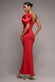 Off The Shoulder Satin Bow Neck Maxi Dress DR5073