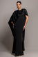 Scoop Neck Soft Satin Cape Sleeve Maxi Dress DR5074