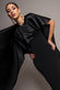 Scoop Neck Soft Satin Cape Sleeve Maxi Dress DR5074