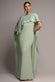 Scoop Neck Soft Satin Cape Sleeve Maxi Dress DR5074