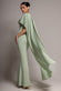 Scoop Neck Soft Satin Cape Sleeve Maxi Dress DR5074