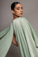 Scoop Neck Soft Satin Cape Sleeve Maxi Dress DR5074