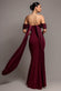OFF SHOULDER SOFT SATIN WING CAPE MAXI DRESS DR5079