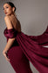 OFF SHOULDER SOFT SATIN WING CAPE MAXI DRESS DR5079
