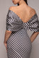 Stripe Off Shoulder Bow Back Satin Bow Maxi Dress DR5080