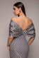 Stripe Off Shoulder Bow Back Satin Bow Maxi Dress DR5080