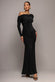 OFF SHOULDER GATHERED PANEL SOFT TOUCH MAXI DRESS BY GODDIVA DR5087