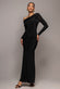 OFF SHOULDER GATHERED PANEL SOFT TOUCH MAXI DRESS BY GODDIVA DR5087