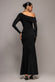 OFF SHOULDER GATHERED PANEL SOFT TOUCH MAXI DRESS BY GODDIVA DR5087