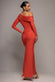 OFF SHOULDER GATHERED PANEL SOFT TOUCH MAXI DRESS BY GODDIVA DR5087