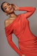 OFF SHOULDER GATHERED PANEL SOFT TOUCH MAXI DRESS BY GODDIVA DR5087