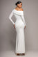 OFF SHOULDER GATHERED PANEL SOFT TOUCH MAXI DRESS BY GODDIVA DR5087
