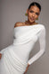 OFF SHOULDER GATHERED PANEL SOFT TOUCH MAXI DRESS BY GODDIVA DR5087