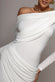 OFF SHOULDER GATHERED PANEL SOFT TOUCH MAXI DRESS BY GODDIVA DR5087