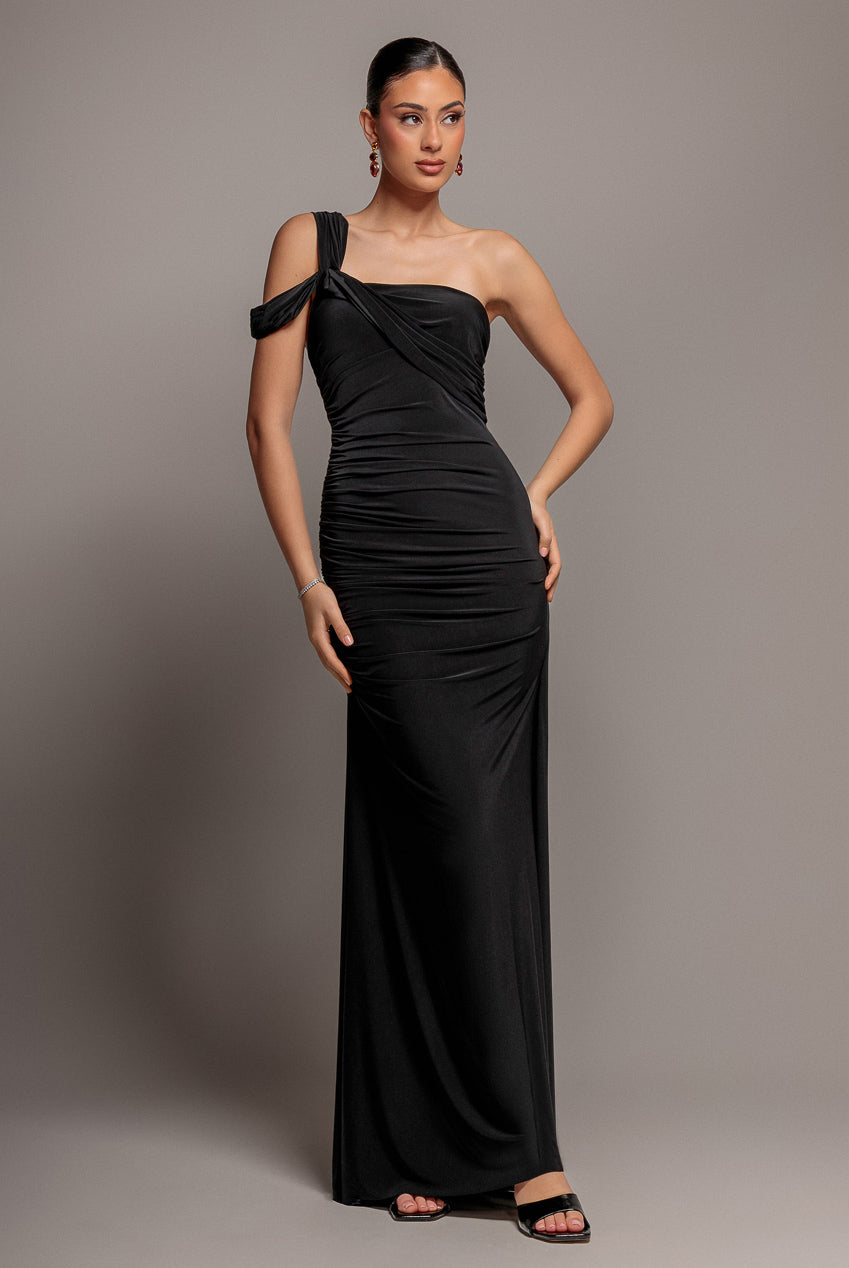 Wholesale ONE SHOULDER ASYMMETRIC TWIST MAXI DRESS BY GODDIVA  City Goddess