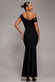 LACE COWL ONE SHOULDER SCUBA CREPE MAXI DRESS BY GODDIVA DR5093