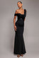LACE COWL ONE SHOULDER SCUBA CREPE MAXI DRESS BY GODDIVA DR5093