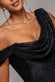 LACE COWL ONE SHOULDER SCUBA CREPE MAXI DRESS BY GODDIVA DR5093