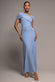 ASYMMETRIC NECK GATHERED WAIST MAXI DRESS BY GODDIVA DR5096
