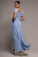 ASYMMETRIC NECK GATHERED WAIST MAXI DRESS BY GODDIVA DR5096