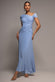 ASYMMETRIC NECK GATHERED WAIST MAXI DRESS BY GODDIVA DR5096