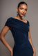 ASYMMETRIC NECK GATHERED WAIST MAXI DRESS BY GODDIVA DR5096