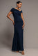 ASYMMETRIC NECK GATHERED WAIST MAXI DRESS BY GODDIVA DR5096