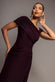 ASYMMETRIC NECK GATHERED WAIST MAXI DRESS BY GODDIVA DR5096